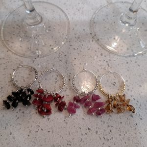 4 handmade wine glasses charms